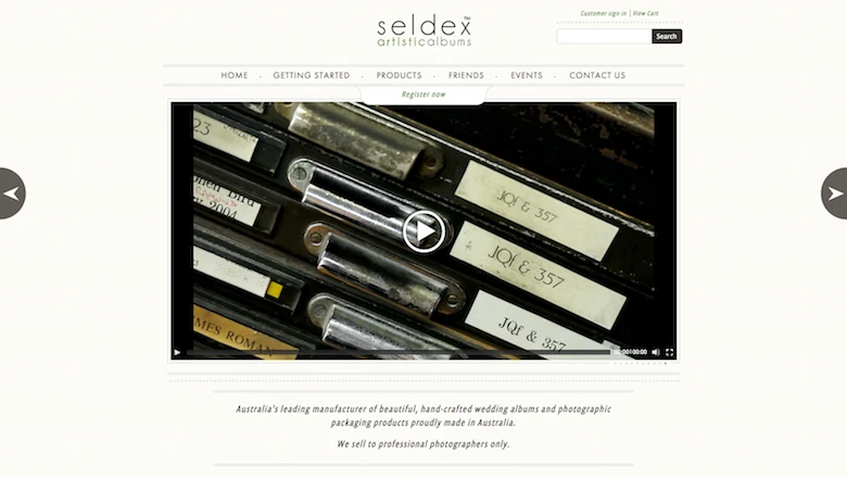 eCommerce website for Seldex Artistic Albums